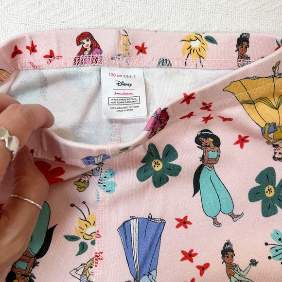 HANNA ANDERSSON Disney princess 2-piece pajamas, sz 6-7, light pink - Picture 7 of 13